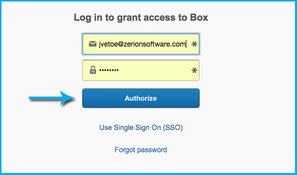Finally, click the grant access to Box button to complete the link